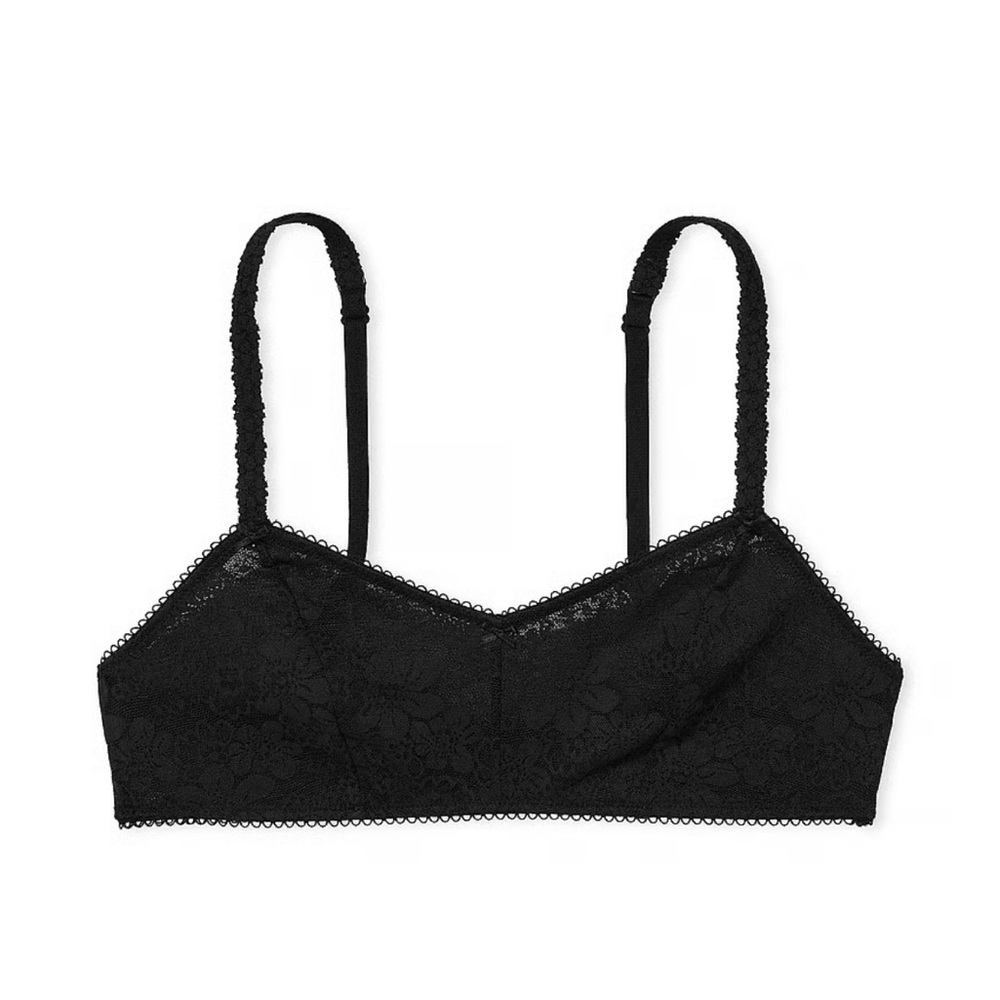 PINK BRALETTES & BRA TOPS Wink Unlined Black Scoop Bralette size small
